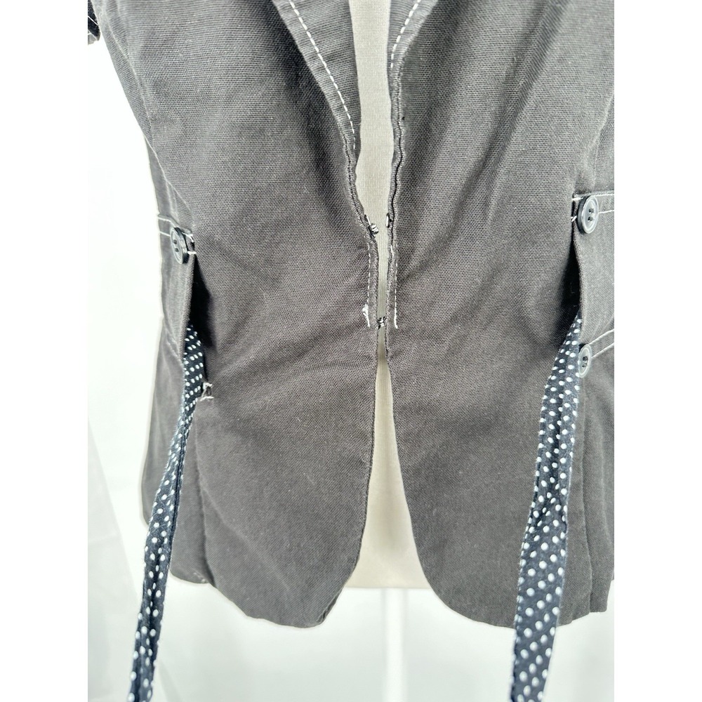 Stoosh Casual Black Dark Academia Office Core Y2K Tie Waist Blazer Jacket M - Picture 7 of 11